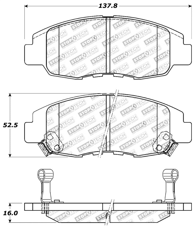 StopTech Performance 98-02 Honda Accord Coupe/Sedan 4cyl Rear Drum/Disc Front Brake Pads