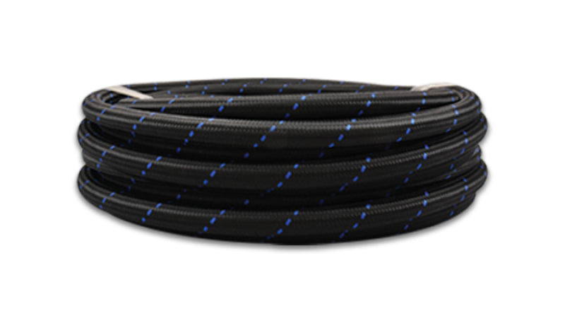 Vibrant -12 AN Two-Tone Black/Blue Nylon Braided Flex Hose (20 foot roll)