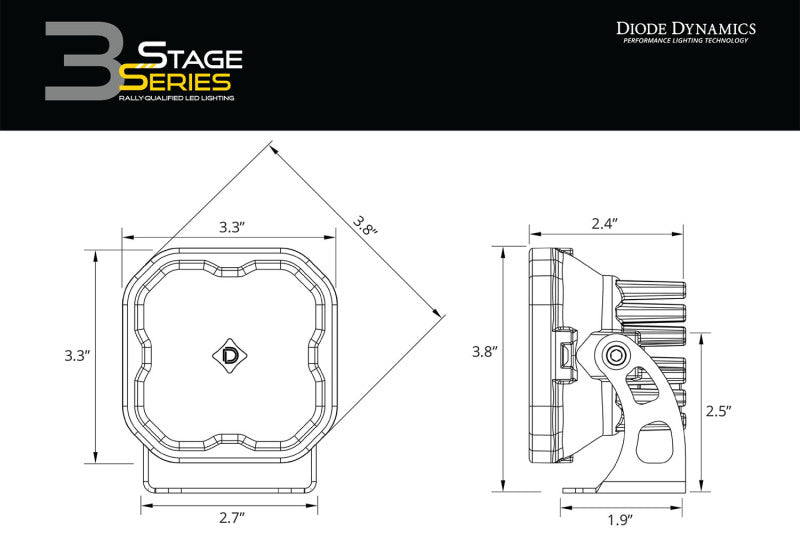 Diode Dynamics SS3 LED Bumper 1 1/4 In Roll Bar Kit Sport - Yellow Combo (Pair)