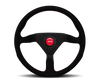 Momo Montecarlo Alcantara Steering Wheel 320 mm - Black/Red Stitch/Black Spokes