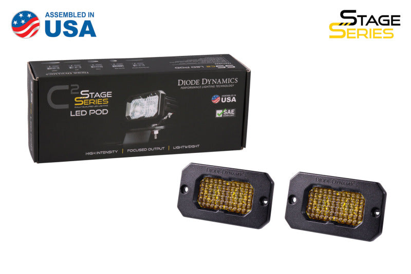 Diode Dynamics Stage Series 2in LED Pod Sport - Yellow Combo Flush ABL (Pair)