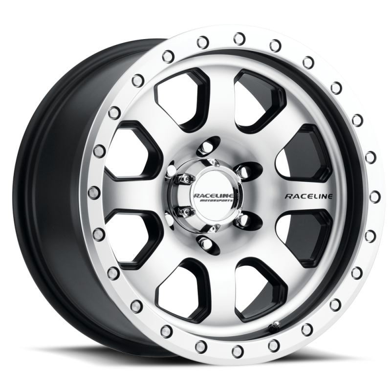 Raceline 929M Avenger 17x9in / 5x127 BP / -12mm Offset / 83.82mm Bore - Black & Machined Wheel