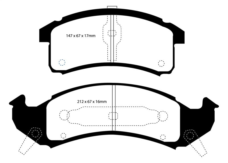 EBC 92-93 Buick Le Sabre (FWD) 3.8 Redstuff Front Brake Pads