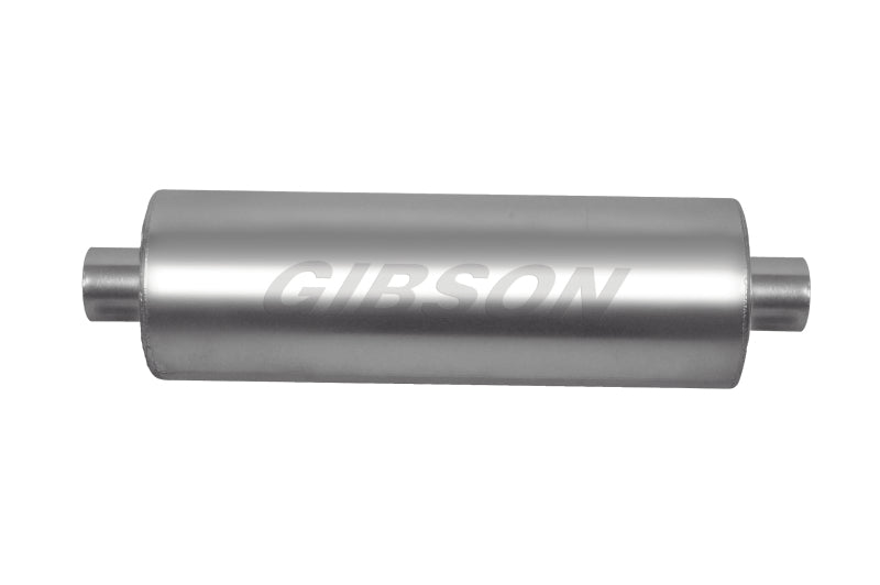 Gibson MWA Superflow Center/Center Round Muffler - 5x10in/2.5in Inlet/2.5in Outlet - Stainless