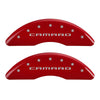 MGP 4 Caliper Covers Engraved Front Gen 5/Camaro Engraved Rear Gen 5/SS Red finish silver ch