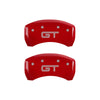 MGP 4 Caliper Covers Engraved Front Mustang Engraved Rear GT Red finish silver ch