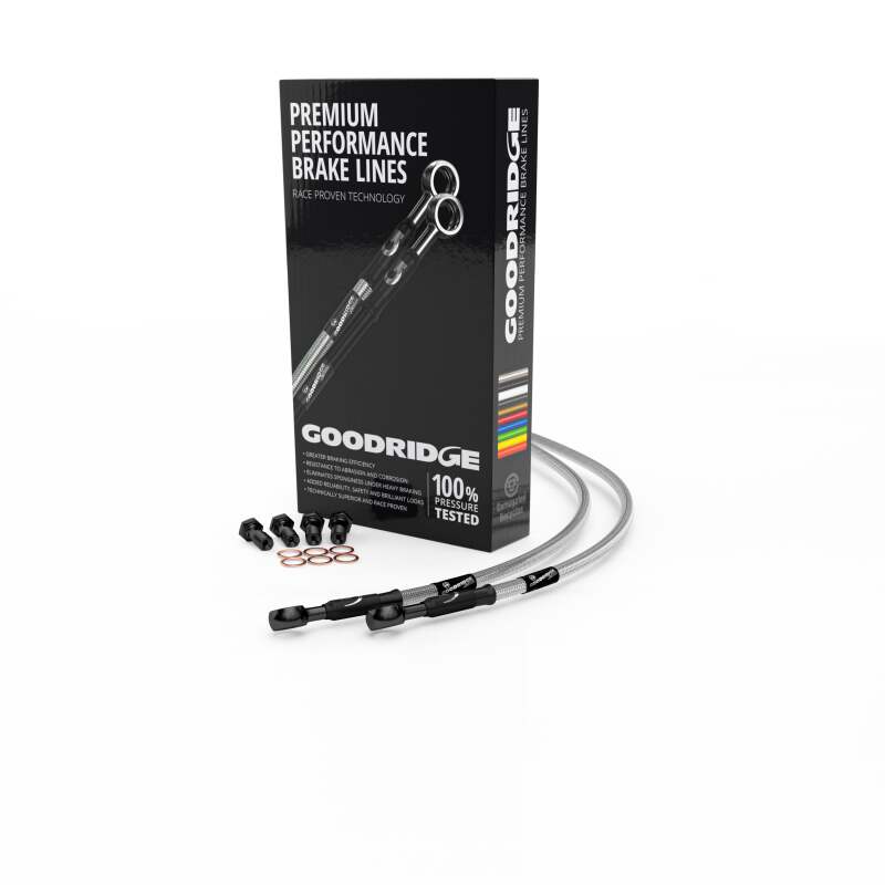 Goodridge 14-20 Harley-Davidson XL1200C Pull Back (w/ABS) Black Front Brake Line w/Clear Fitting