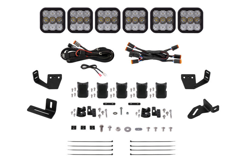 Diode Dynamics Prinsu/Sherpa Roof Racks SS5 6-Pod CrossLink Mounting Kit - Pro White Combo