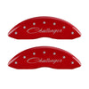 MGP 4 Caliper Covers Engraved Front & Rear Cursive/Challenger Red finish silver ch