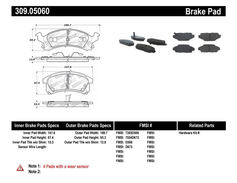 StopTech Performance 90-98 Buick Skylark / 90-98 Pontiac Grand Am Front Brake Pads