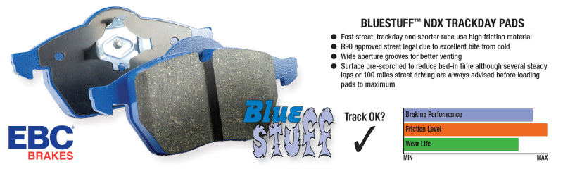 EBC 08-10 Chevrolet Cobalt 2.0L Turbo (Ss) Bluestuff Rear Brake Pads