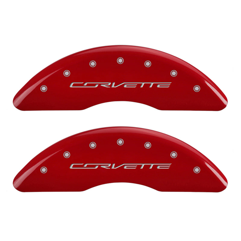 MGP 4 Caliper Covers Engraved Front & Rear C7/Corvette Red finish silver ch