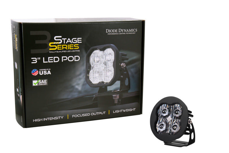 Diode Dynamics SS3 LED Pod Max - White SAE Fog Round (Single)