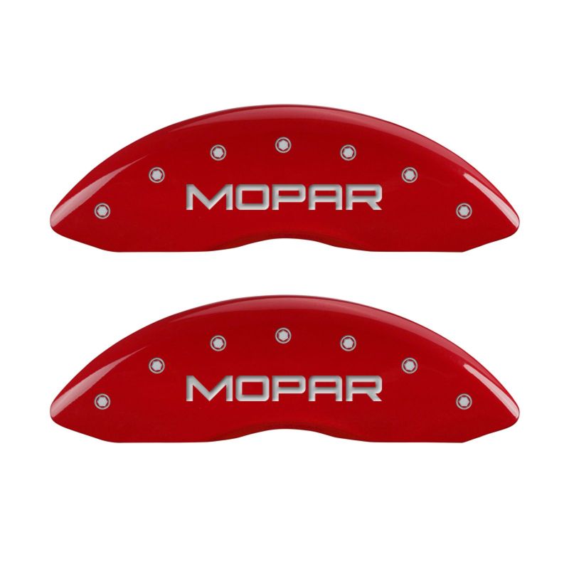 MGP 4 Caliper Covers Engraved Front & Rear MOPAR Red finish silver ch