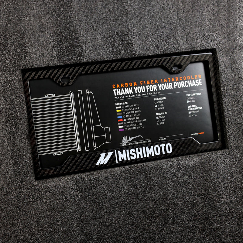 Mishimoto Universal Carbon Fiber Intercooler - Gloss Tanks - 525mm Black Core - C-Flow - DG V-Band