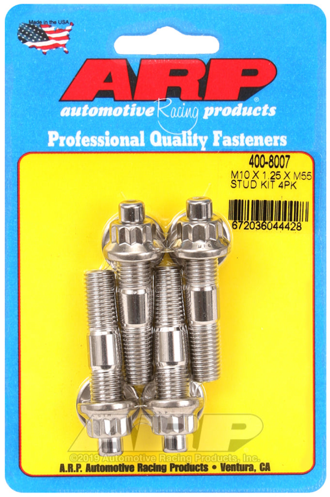 ARP M10 x 1.25 x 55mm Broached 4 Piece Stud Kit