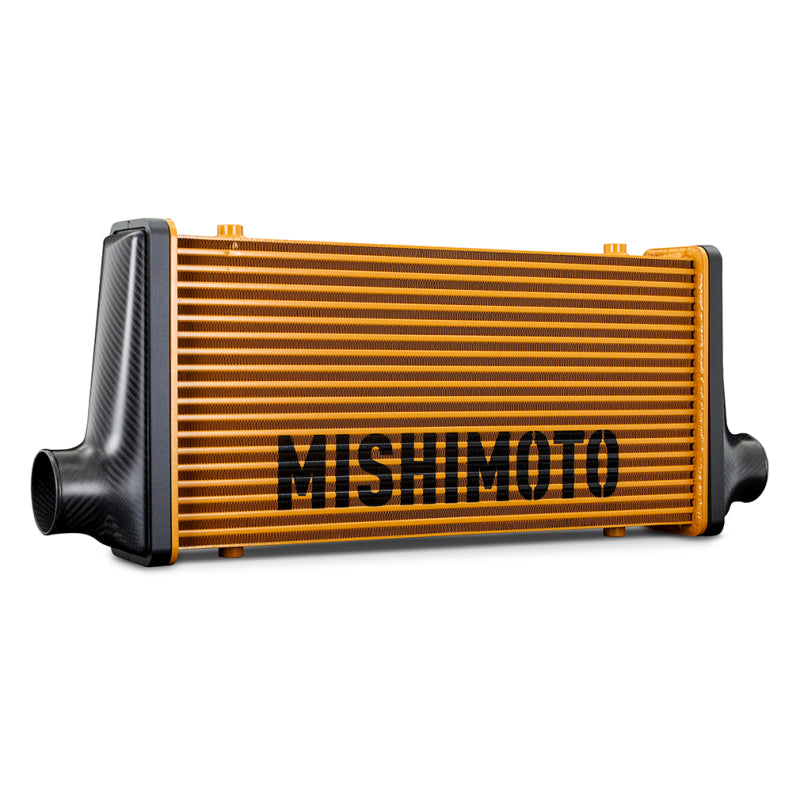 Mishimoto Universal Carbon Fiber Intercooler - Gloss Tanks - 525mm Black Core - C-Flow - BK V-Band