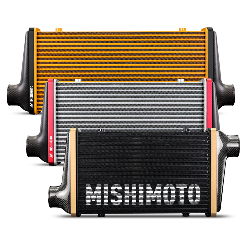 Mishimoto Universal Carbon Fiber Intercooler - Gloss Tanks - 600mm Silver Core - C-Flow - DG V-Band