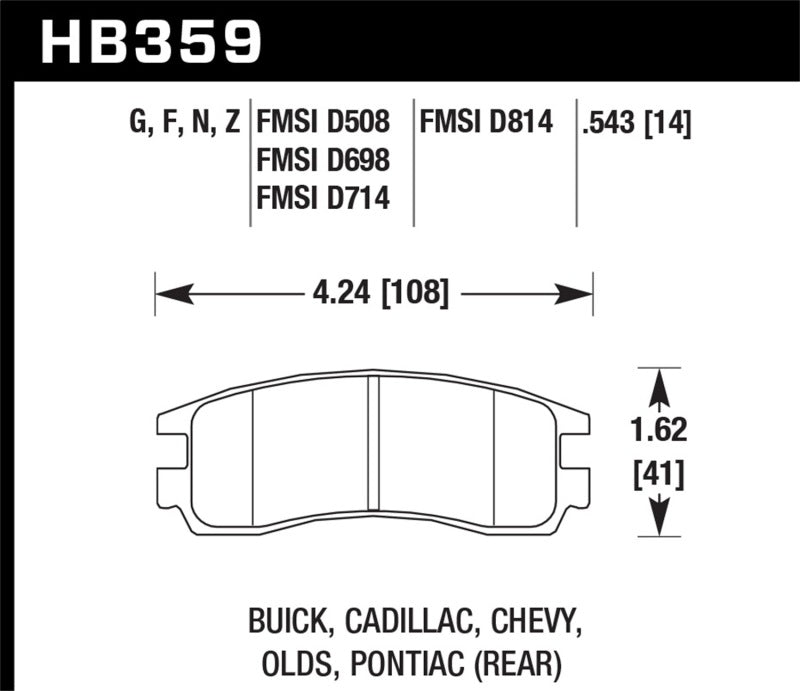 Hawk 95-02 Chevy Cavalier (w/ 225mm Drum) / 95-07 Chevy Monte Carlo DTC-60 Race Rear Brake Pads