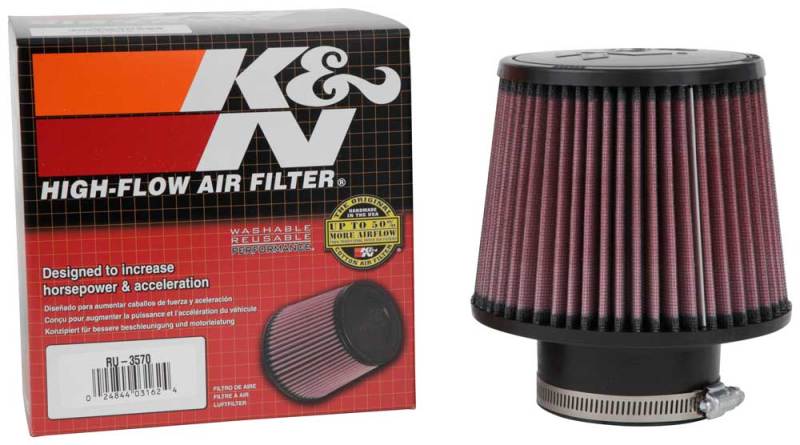 K&N Filter Universal Rubber Filter 3in Flange ID 6in Base OD 5.125in Top OD 5in Height