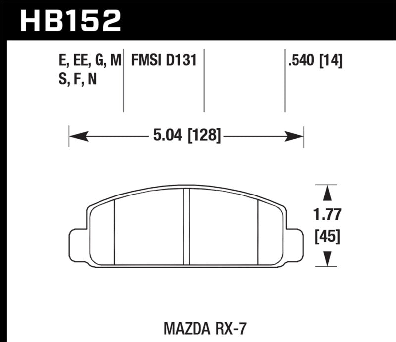 Hawk Mazda RX-7 HP+ Street Front Brake Pads