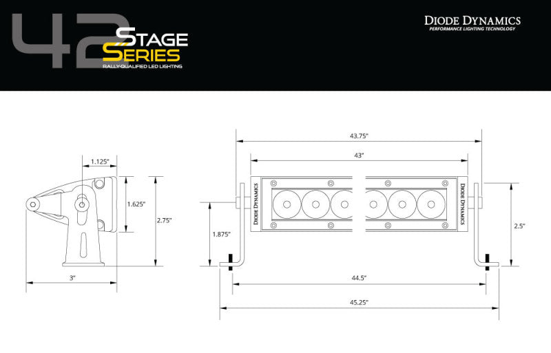 Diode Dynamics 42 In LED Light Bar Single Row Straight - Amber Driving Each Stage Series