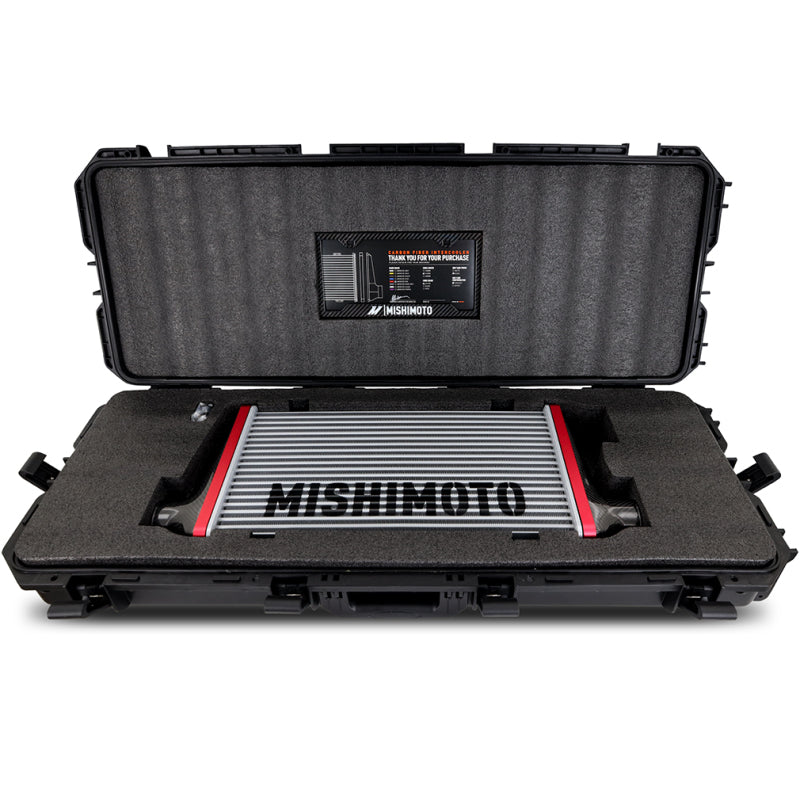 Mishimoto Universal Carbon Fiber Intercooler - Gloss Tanks - 600mm Black Core - S-Flow - GR V-Band