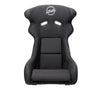 NRG FRP Bucket Seat - White Finish with Arrow Embroidery And Blue Side Mount Bracket