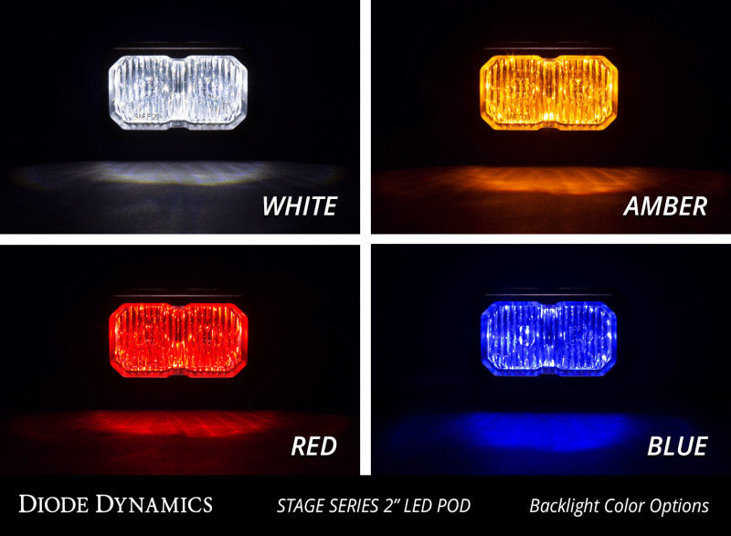 Diode Dynamics Stage Series 2 In LED Pod Sport - White Flood Flush WBL (Pair)