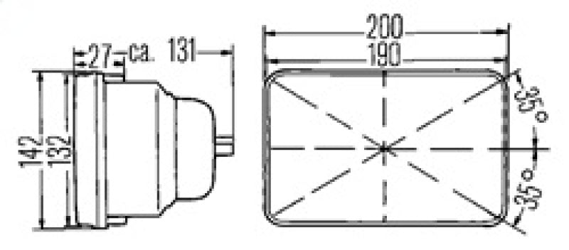 Hella Vision Plus 8in x 6in Sealed Beam Conversion Headlamp Kit (Legal in US for MOTORCYLCES ONLY)