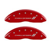 MGP 4 Caliper Covers Engraved Front & Rear With stripes/Challenger Red finish silver ch