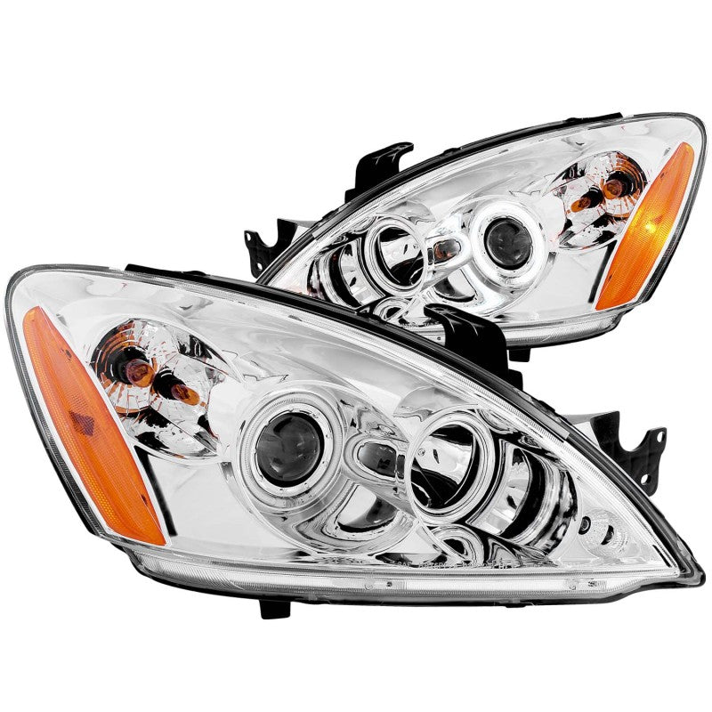 ANZO 2004-2007 Mitsubishi Lancer Projector Headlights w/ Halo Chrome (CCFL)