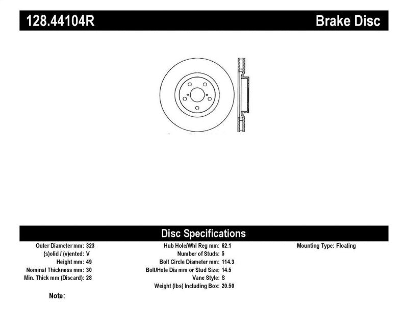 StopTech 93-98 Toyota Supra Turbo Drilled Right Front Rotor