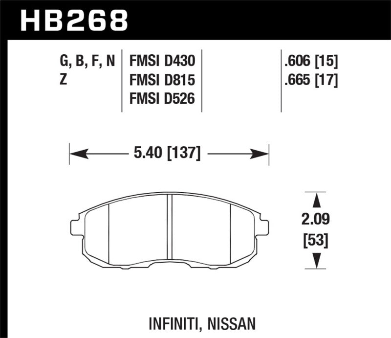 Hawk 1999-2000 Infiniti G20 HPS 5.0 Front Brake Pads