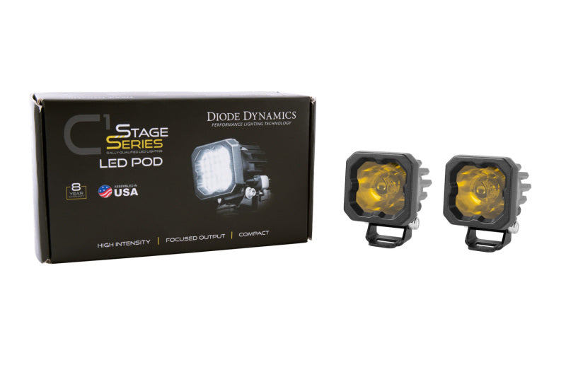 Diode Dynamics Stage Series C1 LED Pod Pro - Yellow Wide Standard ABL (Pair)