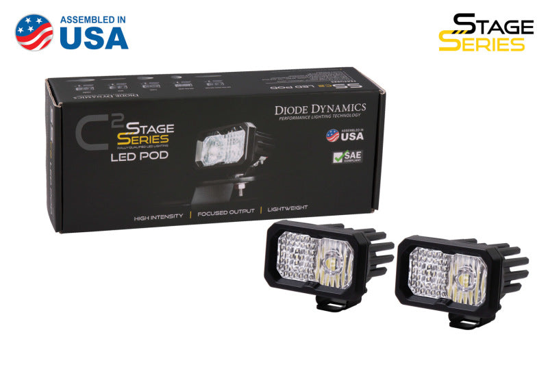 Diode Dynamics Stage Series 2 In LED Pod Sport - White Flood Standard BBL (Pair)