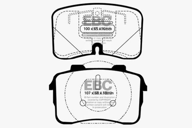 EBC 90-92 Audi V8 3.6 (UFO Rotors) Redstuff Front Brake Pads