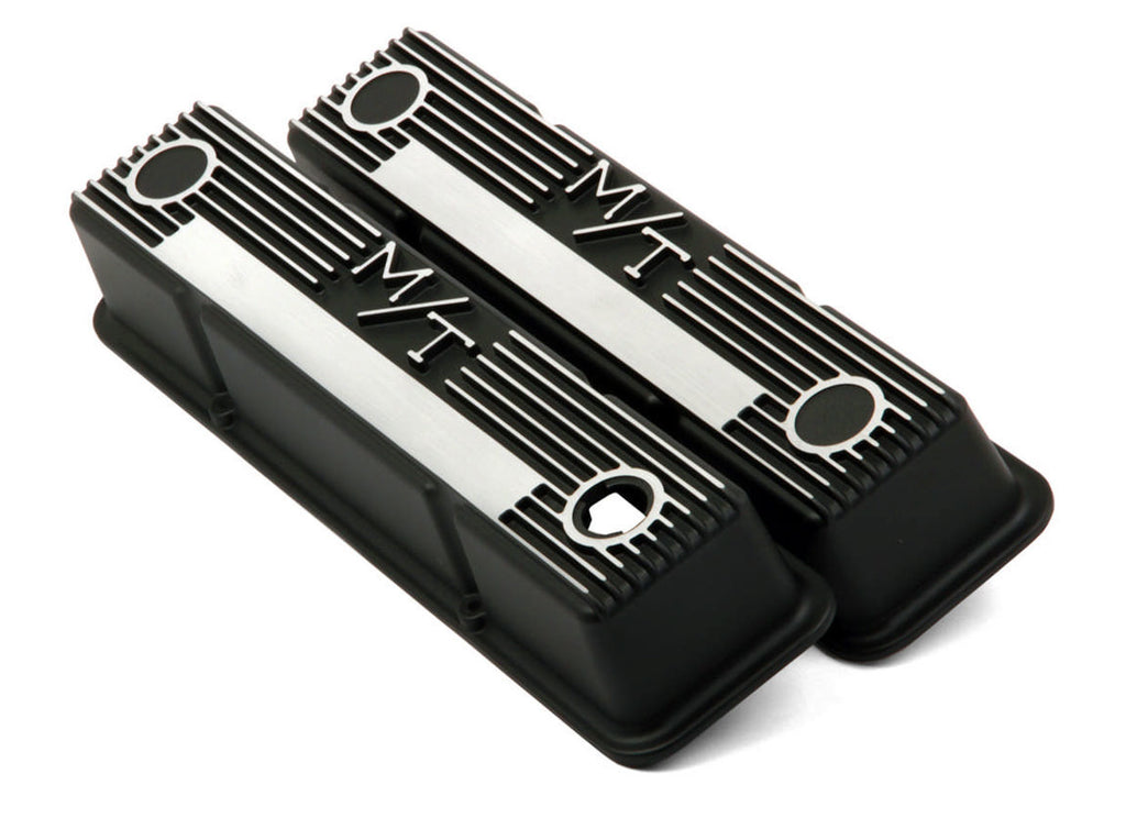 SBC M/T Valve Cover Set - Black Krinkle