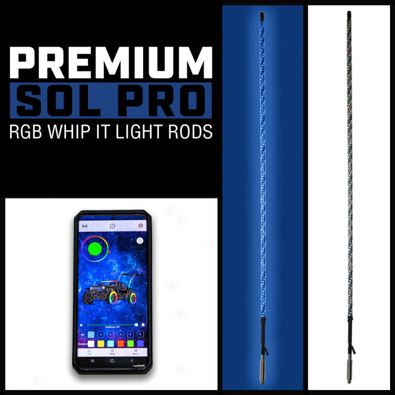 Whip It 3Ft Black Bt Rgb Light Rod