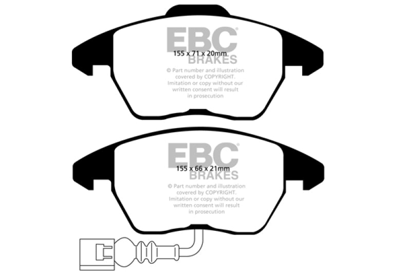 EBC 07-09 Audi TT 2.0 Turbo Redstuff Front Brake Pads