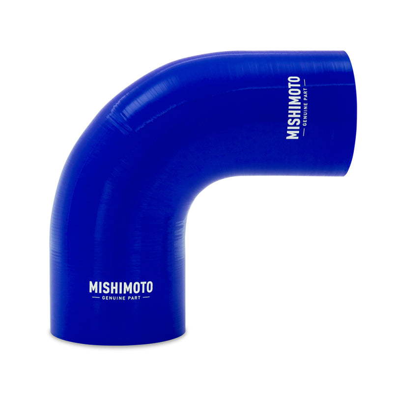 Mishimoto Silicone Reducer Coupler 90 Degree 3.5in to 4in - Blue