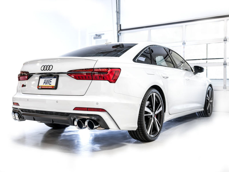 AWE Tuning 19-23 Audi C8 S6/S7 2.9T V6 AWD Track Edition Exhaust - Chrome Silver Tips