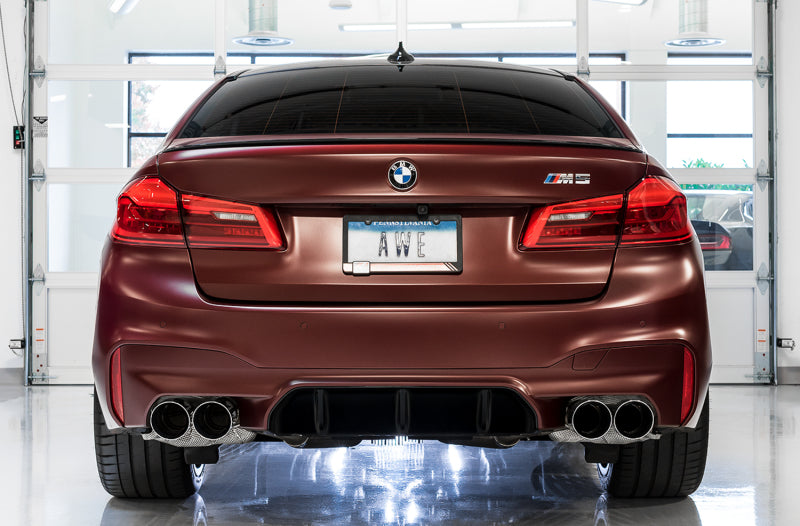 AWE Tuning 18-19 BMW M5 (F90) 4.4T AWD Cat-back Exhaust - Track Edition (Chrome Silver Tips)