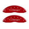 MGP 4 Caliper Covers Engraved Front & Rear Cursive/Charger Red finish silver ch