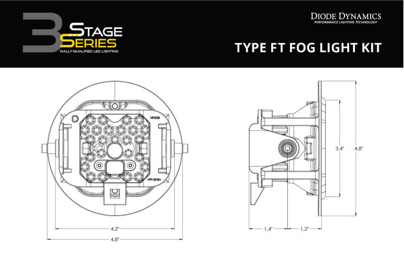 Diode Dynamics SS3 Max Type FT Kit ABL - Yellow SAE Fog