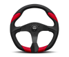 Momo Quark Steering Wheel 350 mm - Black Poly/Black Spokes/Red Inserts