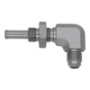 DeatschWerks 6AN Male Flare To 5/16in. Male Barb Bulkhead Adapter 90-Degree (Incl. Nut)