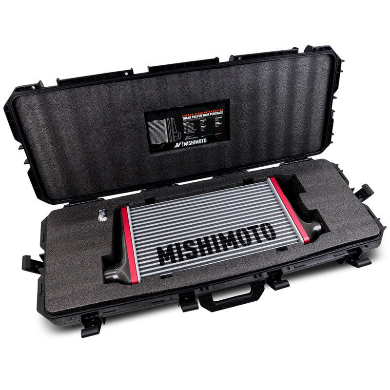 Mishimoto Universal Carbon Fiber Intercooler - Gloss Tanks - 600mm Silver Core - C-Flow - GR V-Band