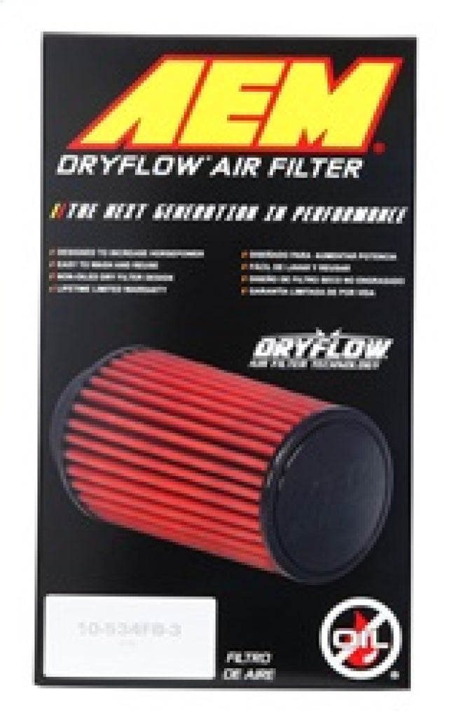 AEM Dryflow Air Filter - Round Tapered 6in Base OD x 5in Top OD x 5.5in H x 2.5in Flange ID