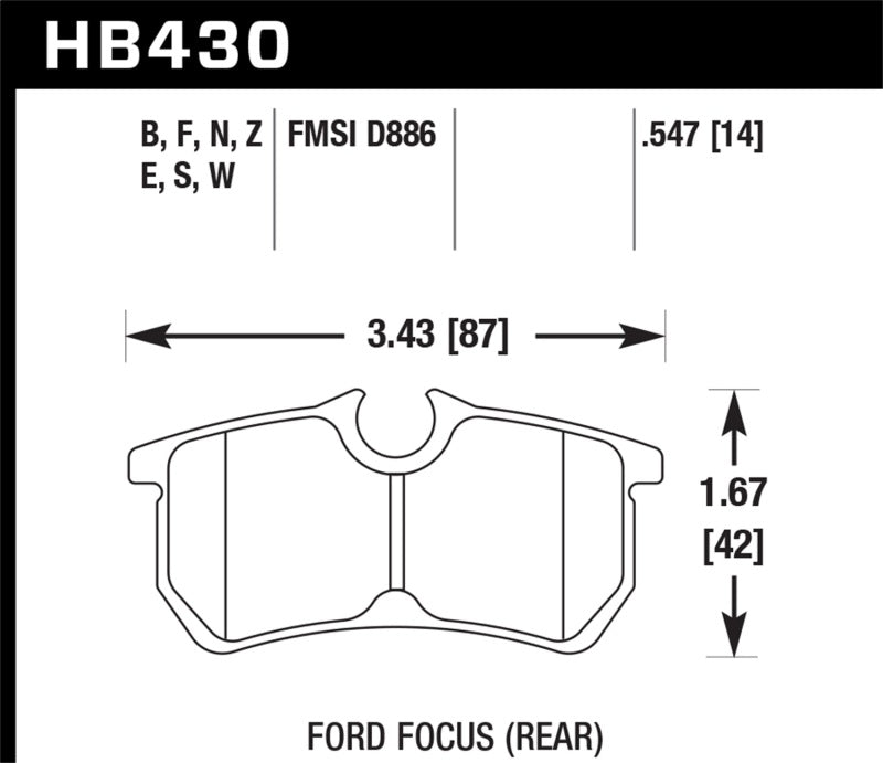 Hawk 00-07 Ford Focus HT-10 Race Rear Brake Pads